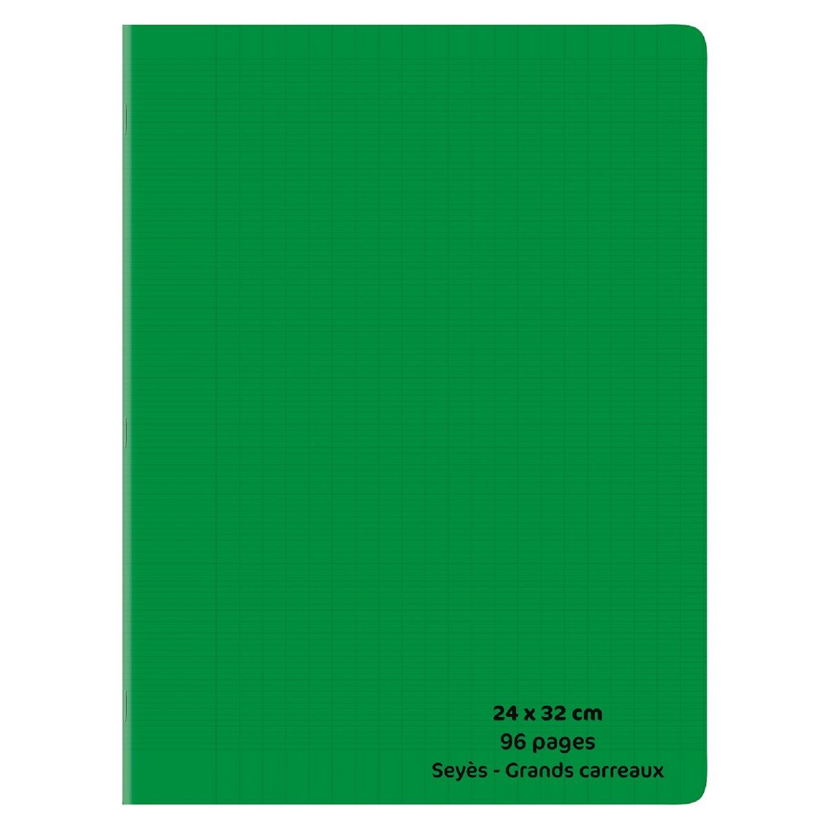 POUCE Cahier piqué polypro 24x32cm 96 pages grands carreaux Seyes vert