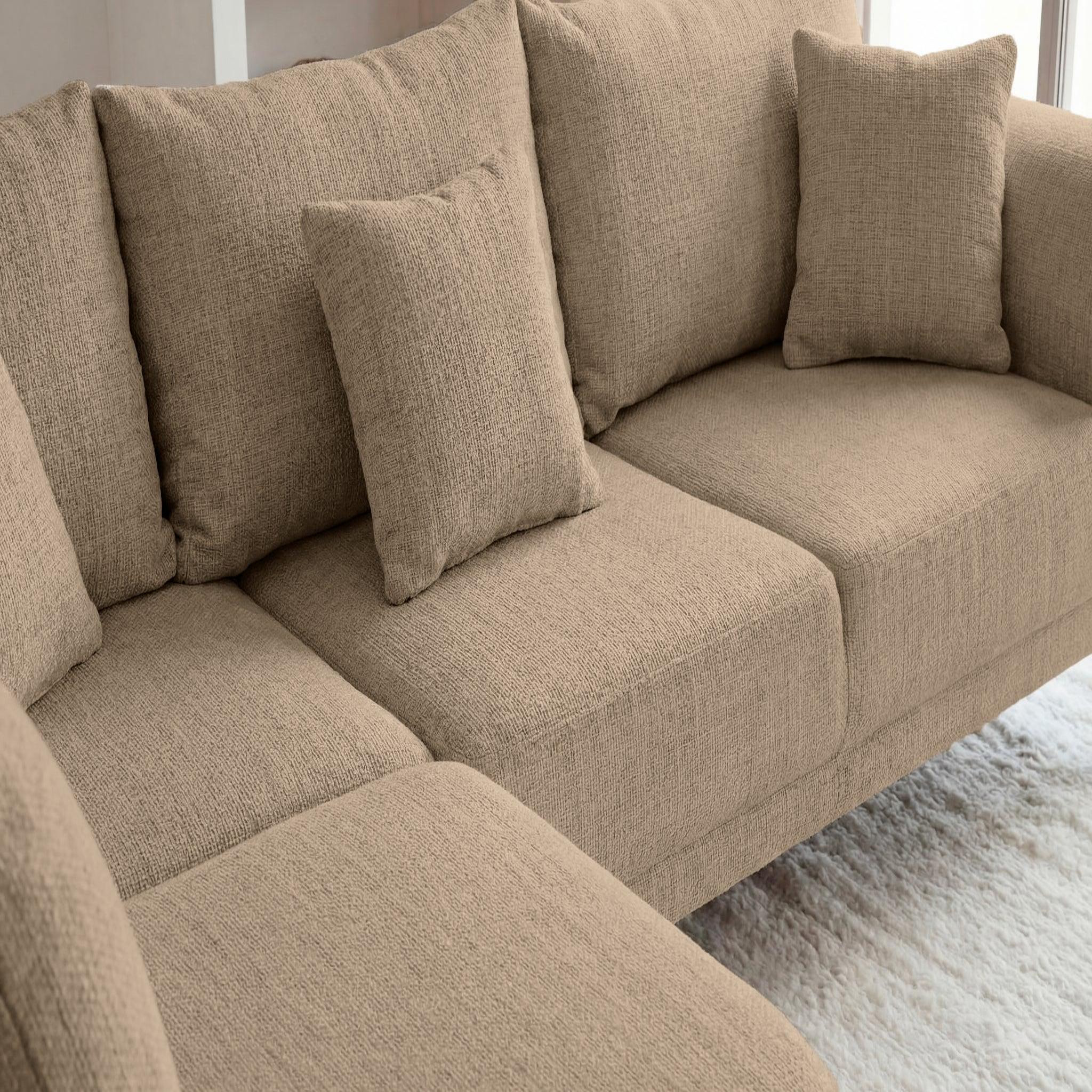 Voir la diapositive 4 : CASANOVA PARIS Bianca - canapé d'angle tissu chenille 4 places