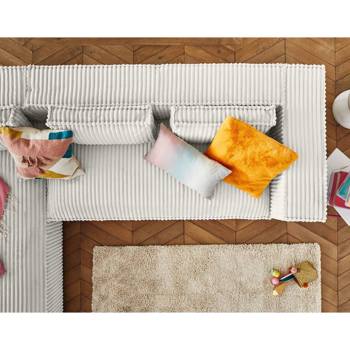 LISA DESIGN Stella - canapé d'angle gauche - 4 places - en velours côtelé grosses côtes