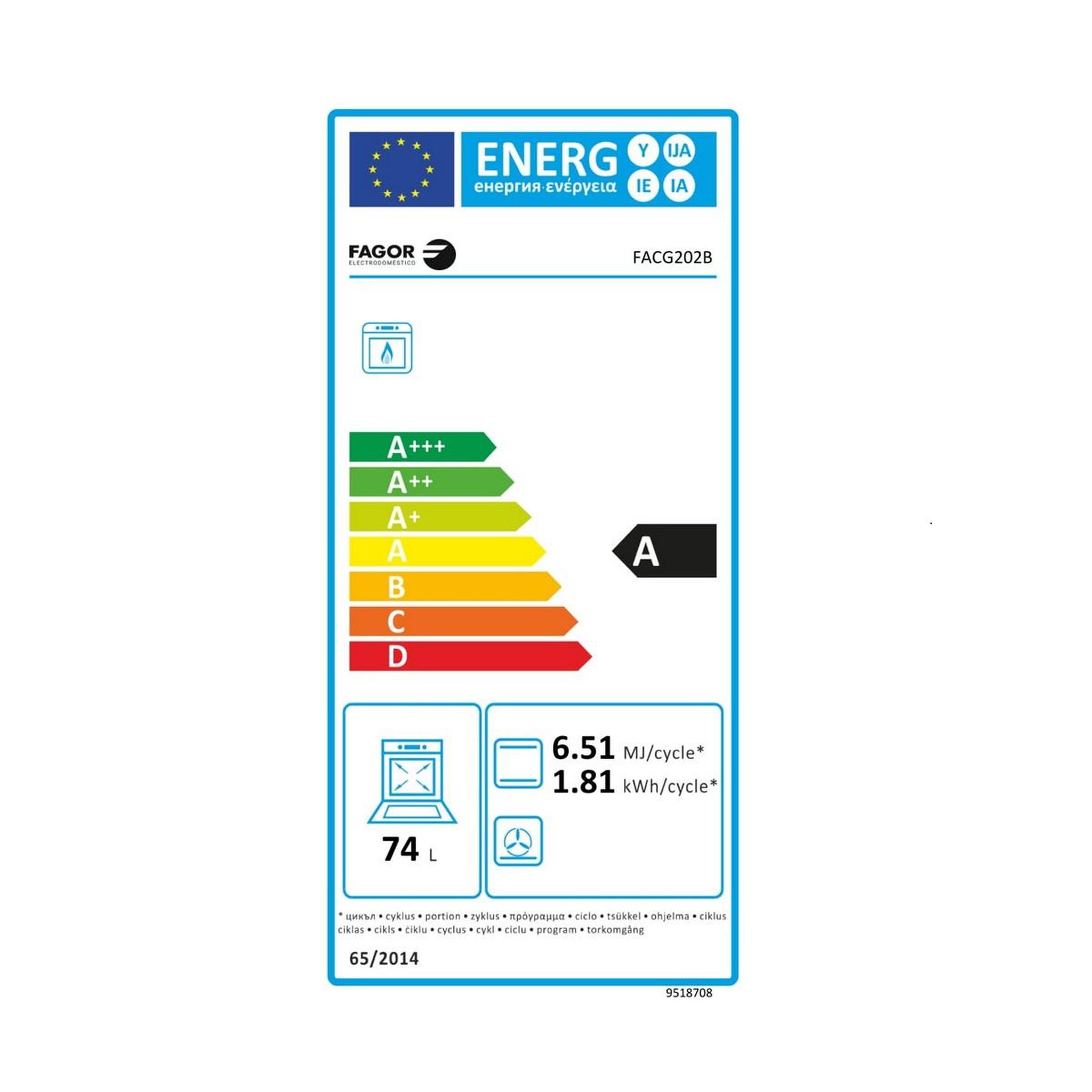 Voir la diapositive 2 : Fagor Cuisinière gaz 74l 4 feux blanc - facg202b