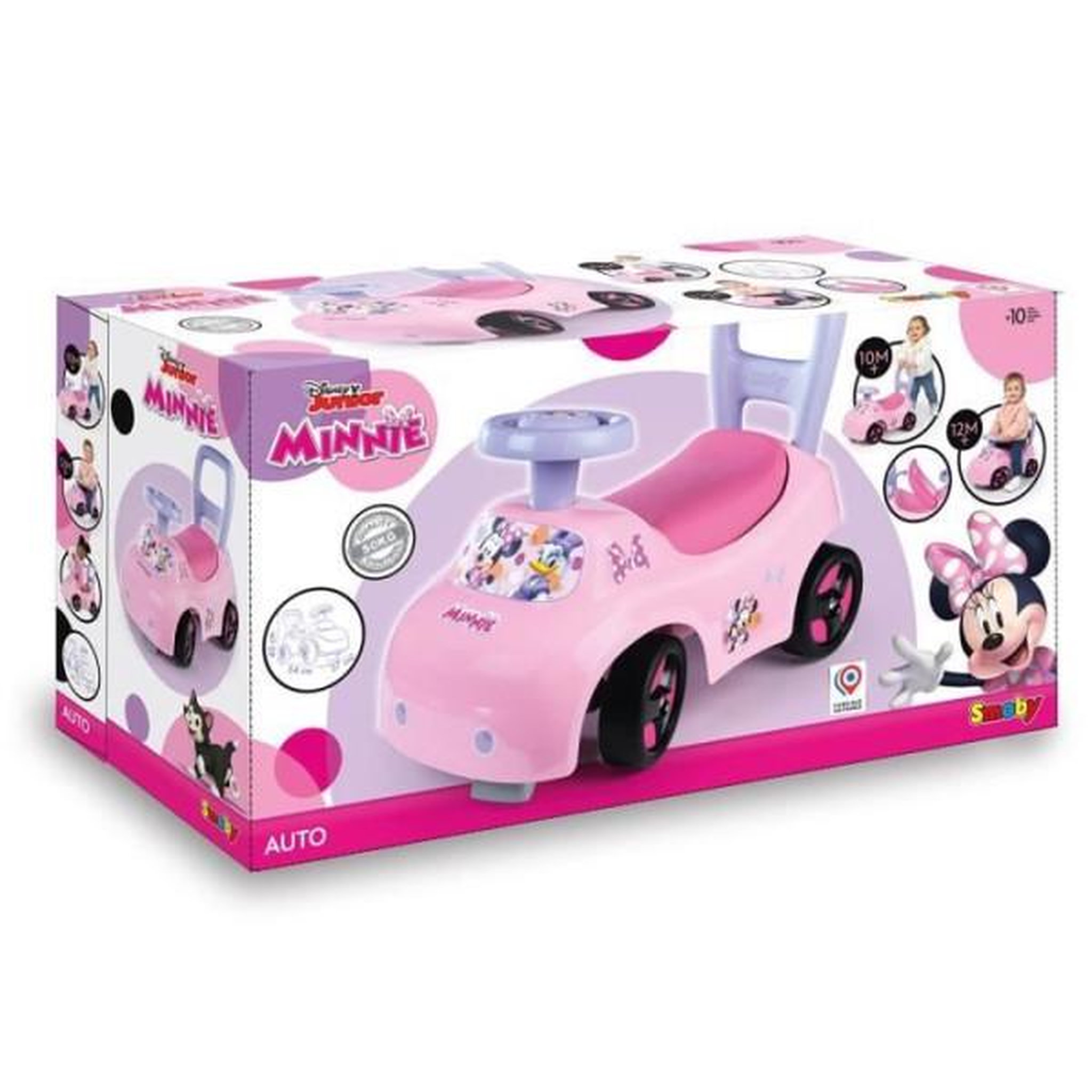 Voir la diapositive 6 : SMOBY Smoby - Porteur auto enfant 2 en 1 - Minnie - Coffre sous la selle + klaxon - Des 10 mois - Fabrication française