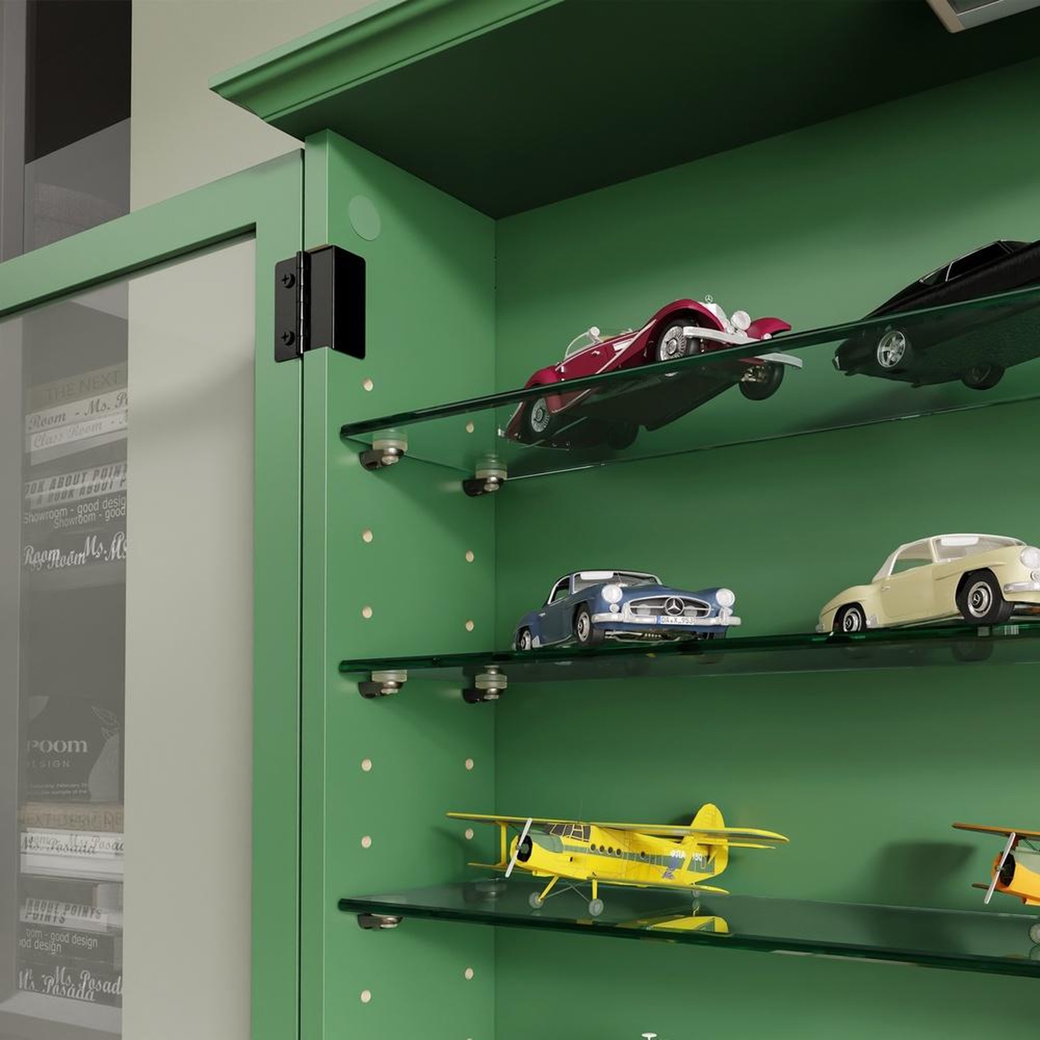 Voir la diapositive 5 : SOBUY Vitrine murale avec portes vitrées vert foncé 68x13.5x68.5cm fsb114-e-sy
