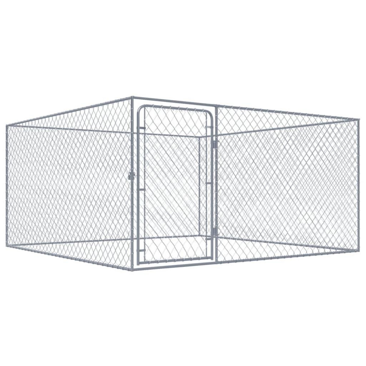 VIDAXL Chenil exterieur pour chiens Acier galvanise 2x2x1 m