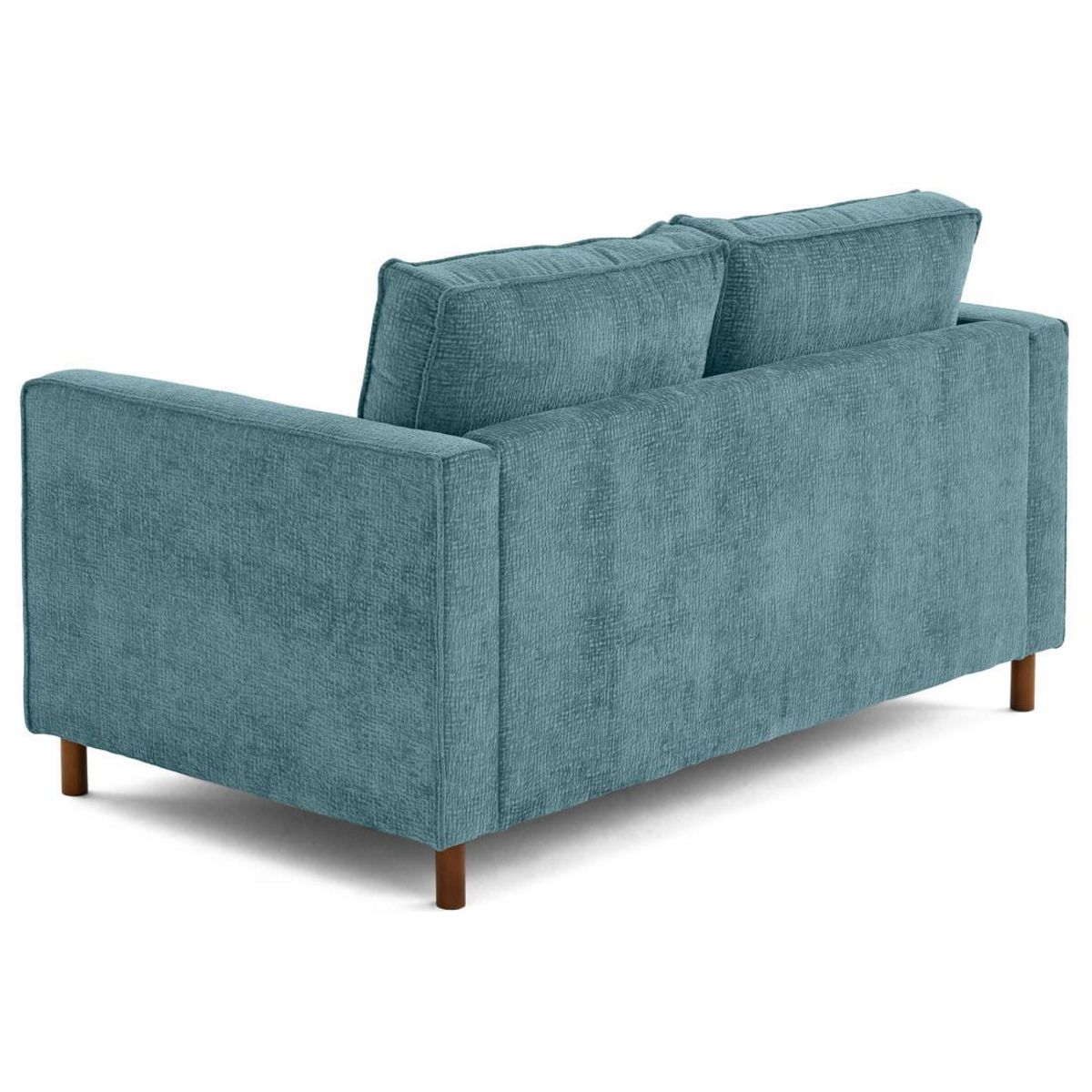 LISA DESIGN Jake - canapé droit 2 places en tissu velours relief - pieds en bois foncé