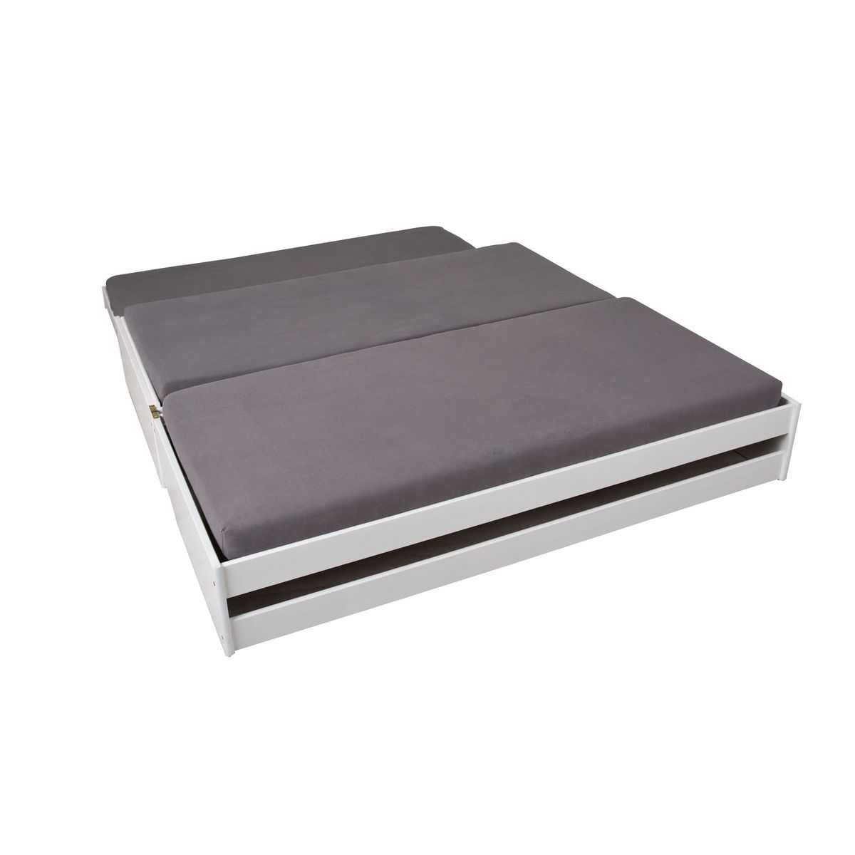 Lit banquette gigogne en pin massif 3 couchages  90x190 BLANDINE