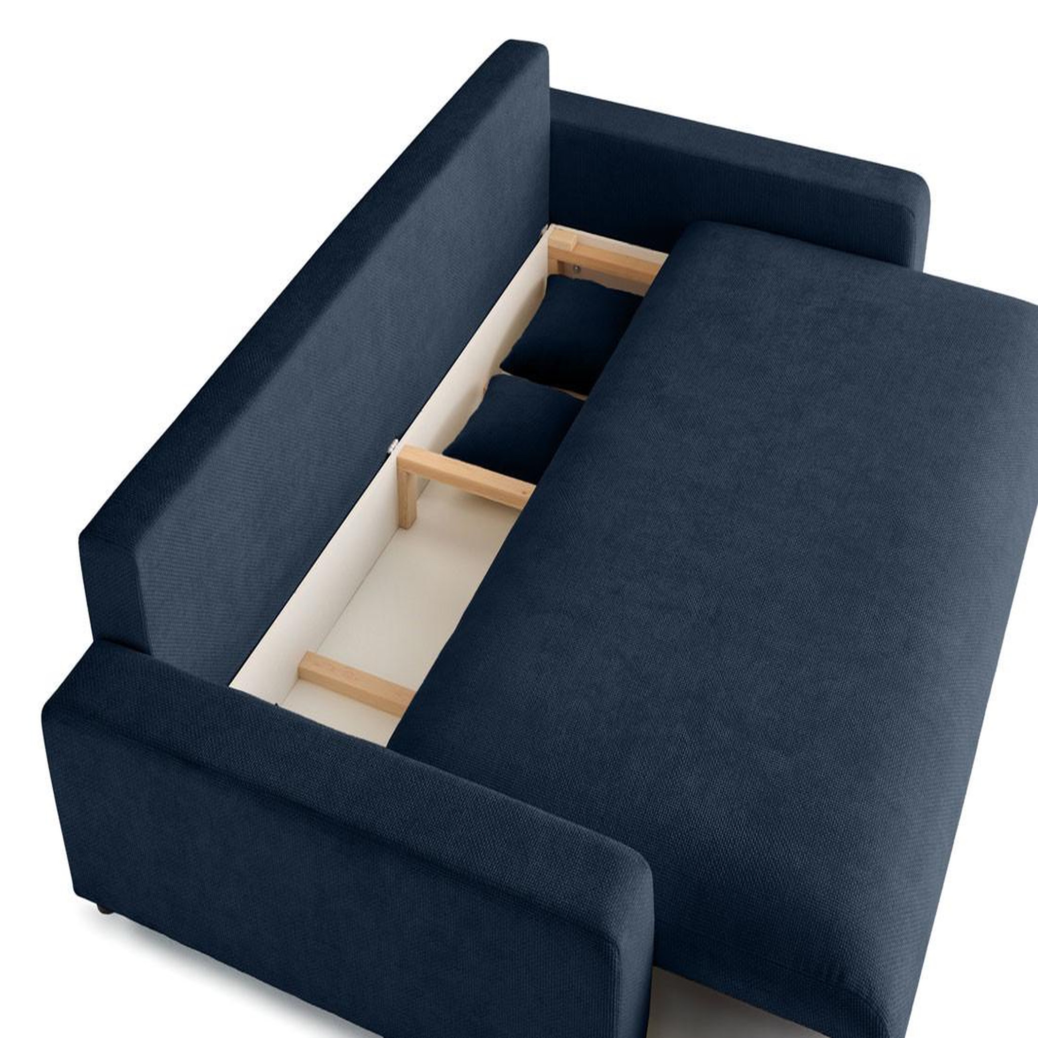 Voir la diapositive 3 : BEST MOBILIER Pivoine - canapé droit 3 places - convertible avec coffre - en velours texturé