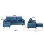 Voir la diapositive 4 : MARKET24 Canapé d'angle fixe réversible - 3 places - Tissu bleu - Pieds bois et doré - L 194 x P 139 x H 83 - NEW YORK