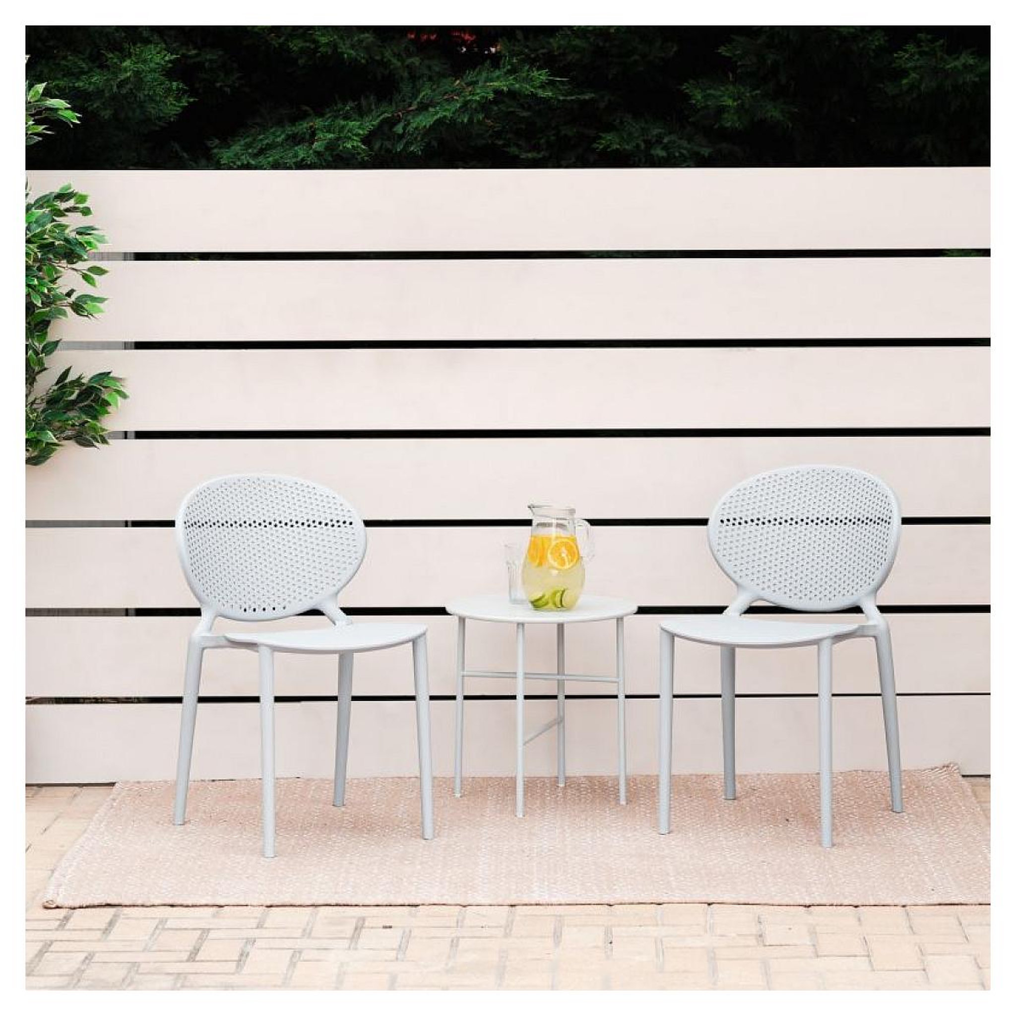 Voir la diapositive 2 : HomeStyle4U Chaise de jardin moderne lot 4 chaises gris