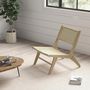 Voir la diapositive 2 : HOMCOM Fauteuil lounge - assise, dossier aspect cannage - assise profonde - bois hévéa