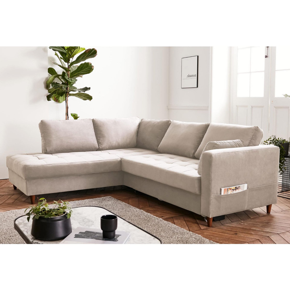 LISA DESIGN Anna - canapé d'angle gauche - 5 places - convertible - en velours