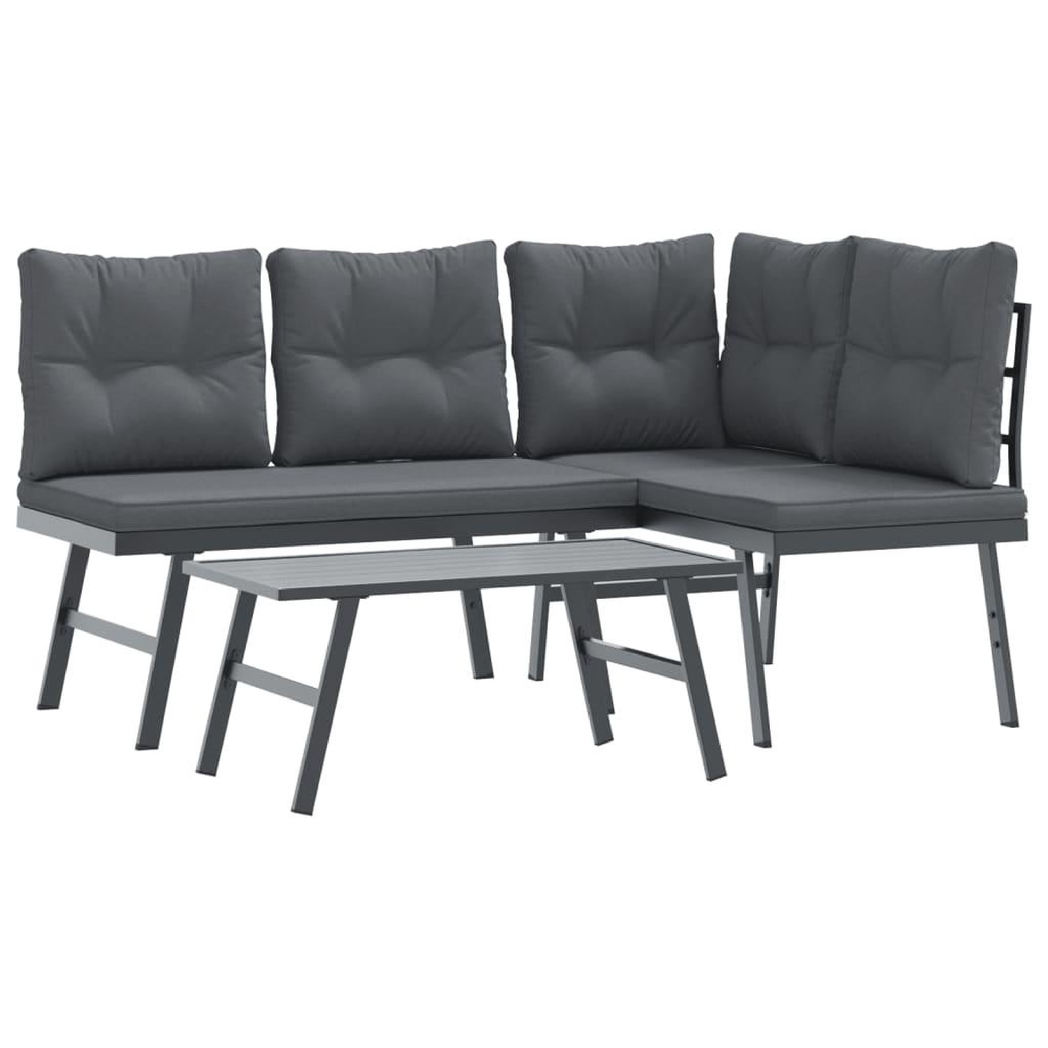 Voir la diapositive 2 : VIDAXL Ensemble de bancs de jardin avec coussins 3 pcs noir