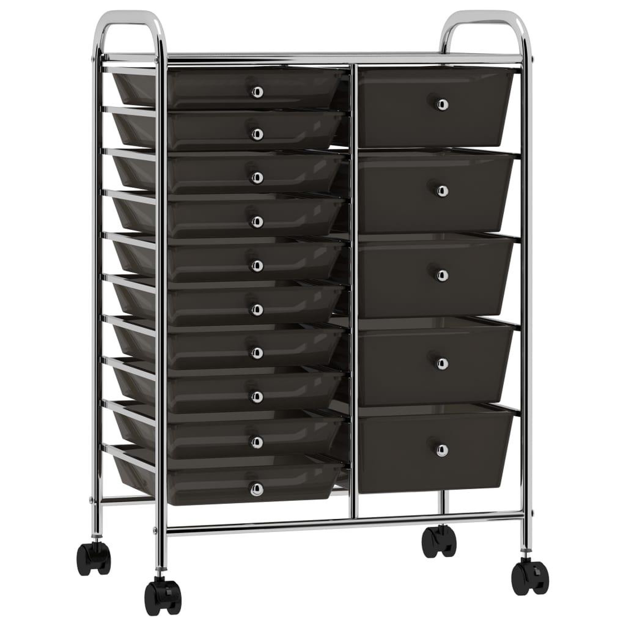 VIDAXL Chariot de rangement mobile a 15 tiroirs XXL Noir Plastique