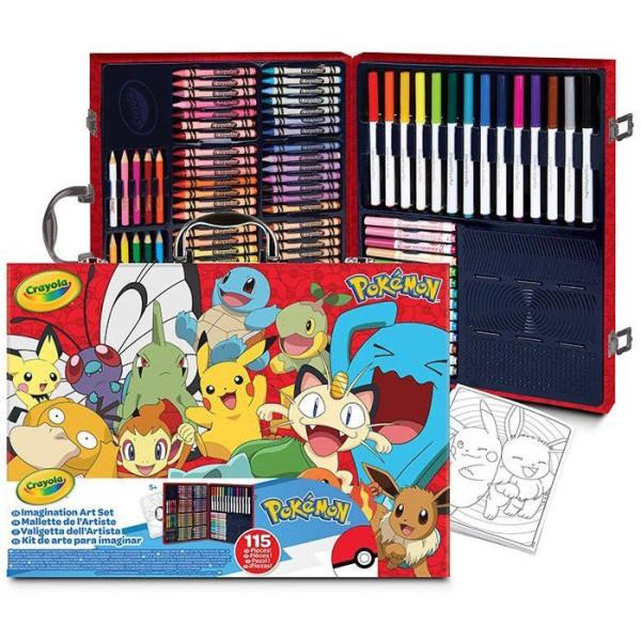 Crayola Mallette de coloriage - CRAYOLA - Inspiration Art Case Pokémon - 125 pieces - Rangement intégré
