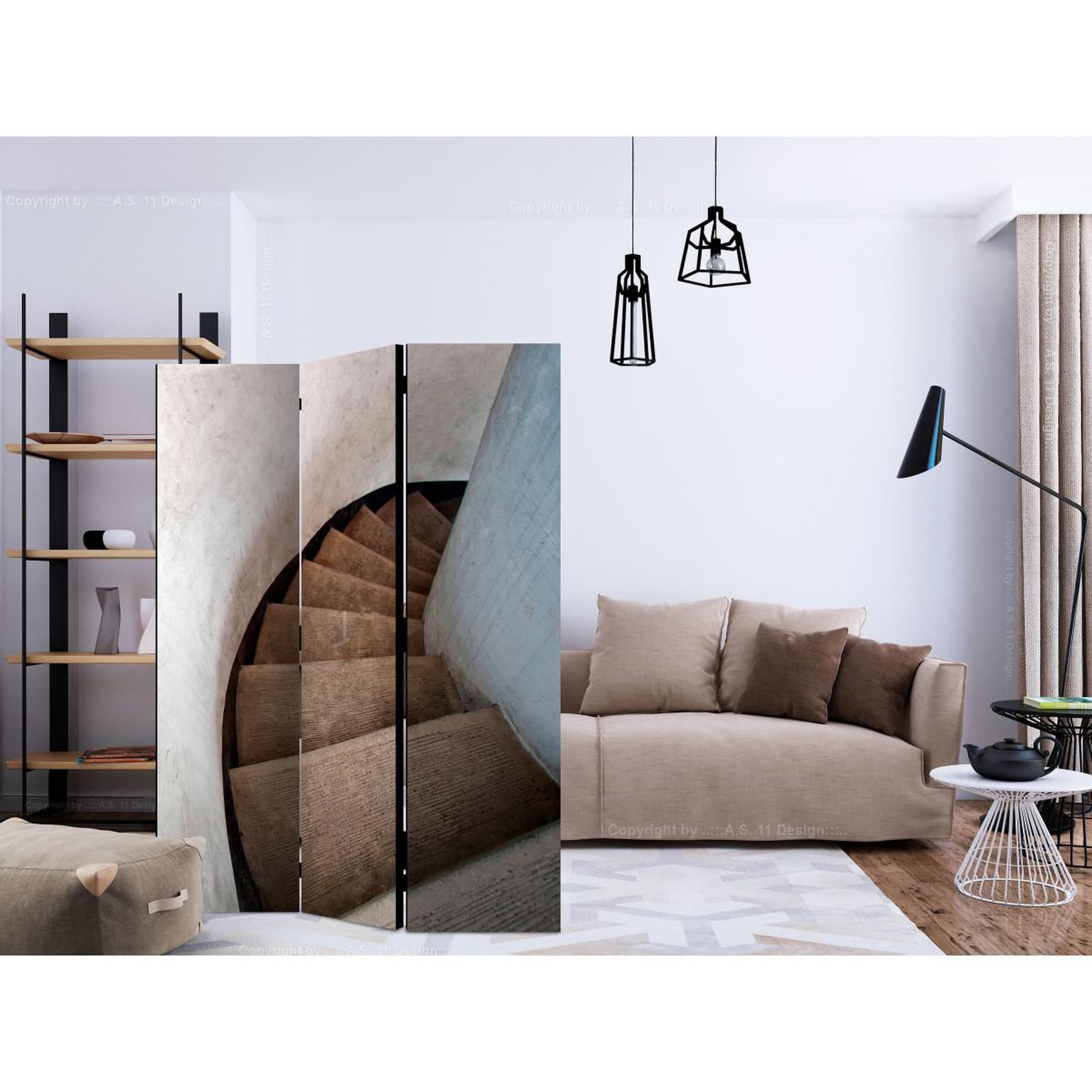 Voir la diapositive 2 : Paris Prix Paravent 3 volets  spiral stairs  135x172cm