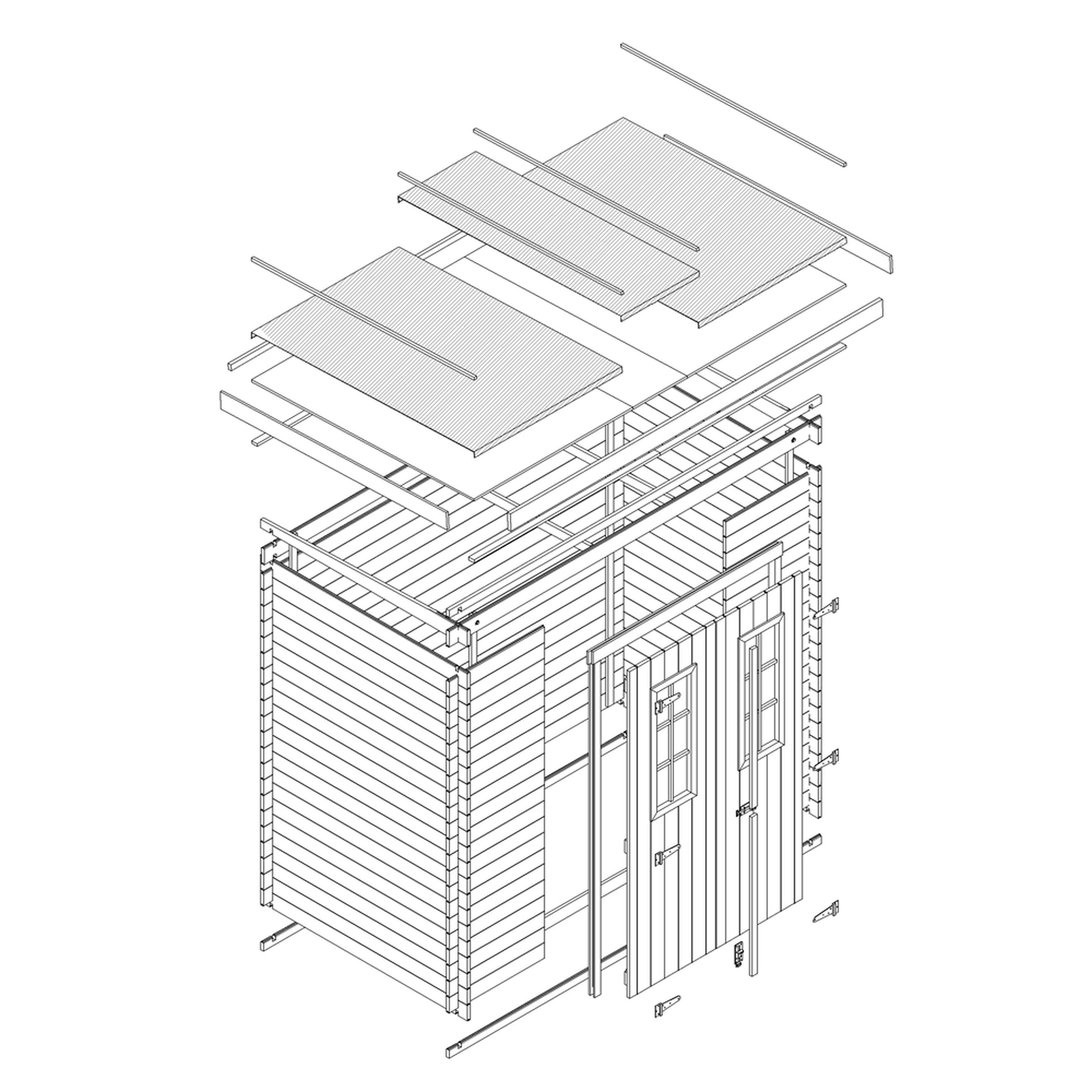 Voir la diapositive 6 : TIMBELA Abri de Jardin en Bois 2,22 m², Cabanon Jardin Exterieur à Outils et Velo avec Fenêtres M311C
