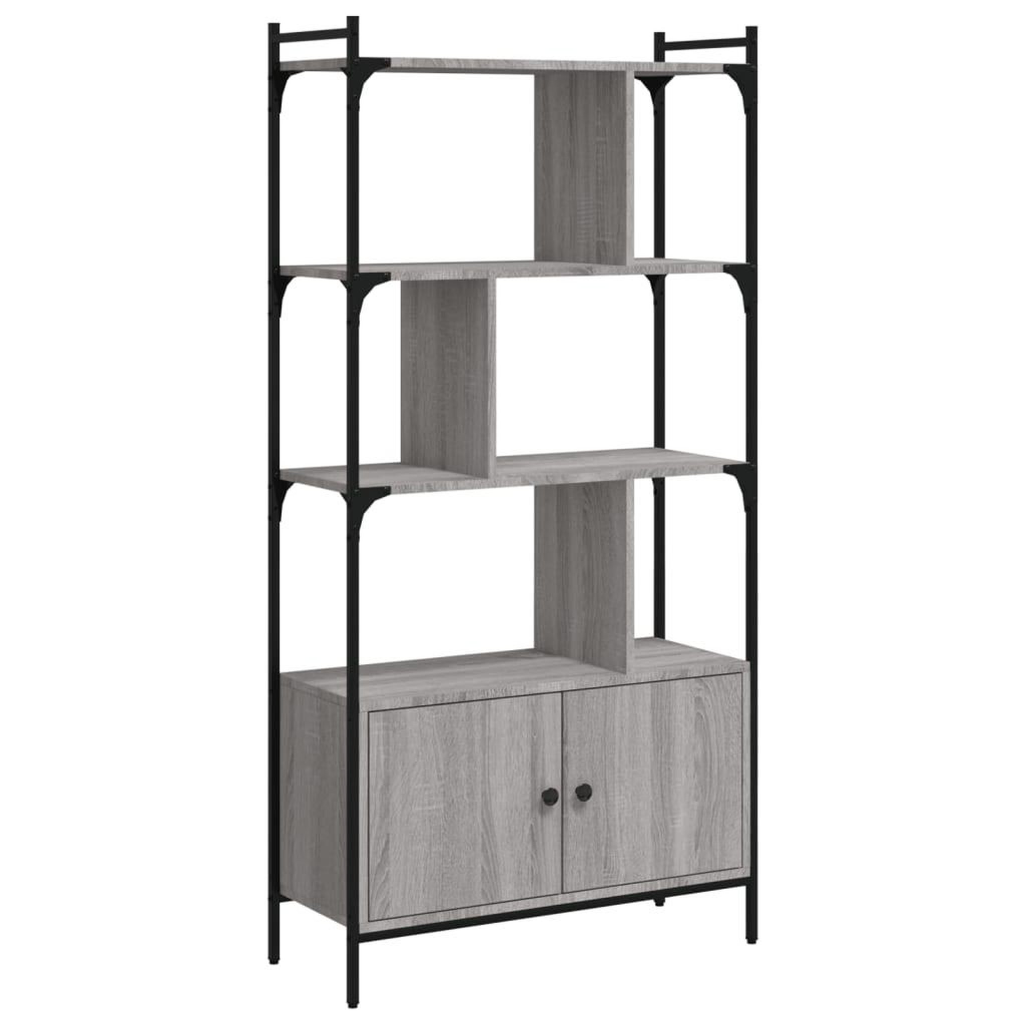 Voir la diapositive 2 : VIDAXL Bibliotheque avec portes sonoma gris 76,5x30x154,5 cm