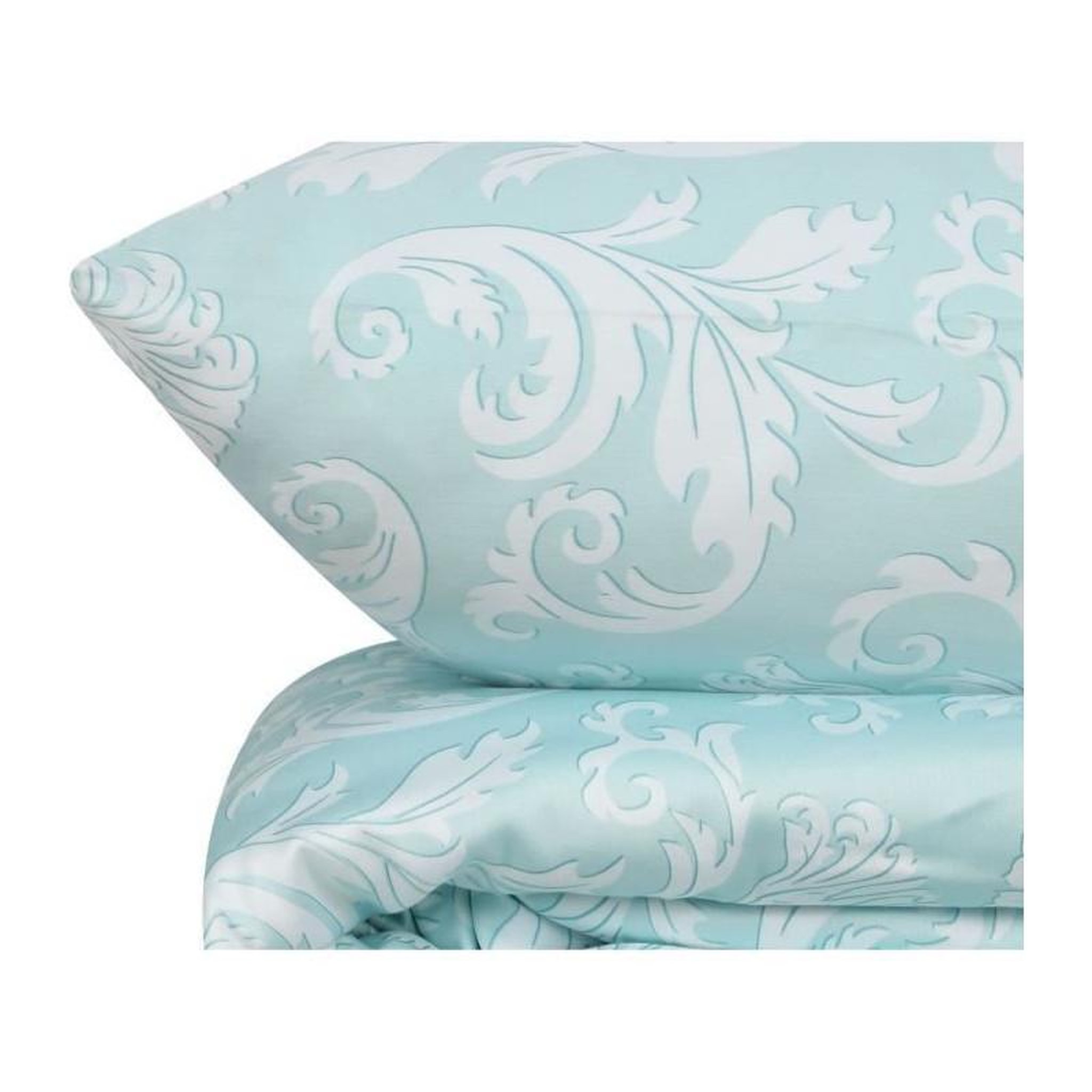 Voir la diapositive 4 : GENERIQUE Parure de lit - 1 housse de couette 220 x 240 cm + 2 taies d'oreiller 60 x 60 cm - Satiné 100% coton - Blanc