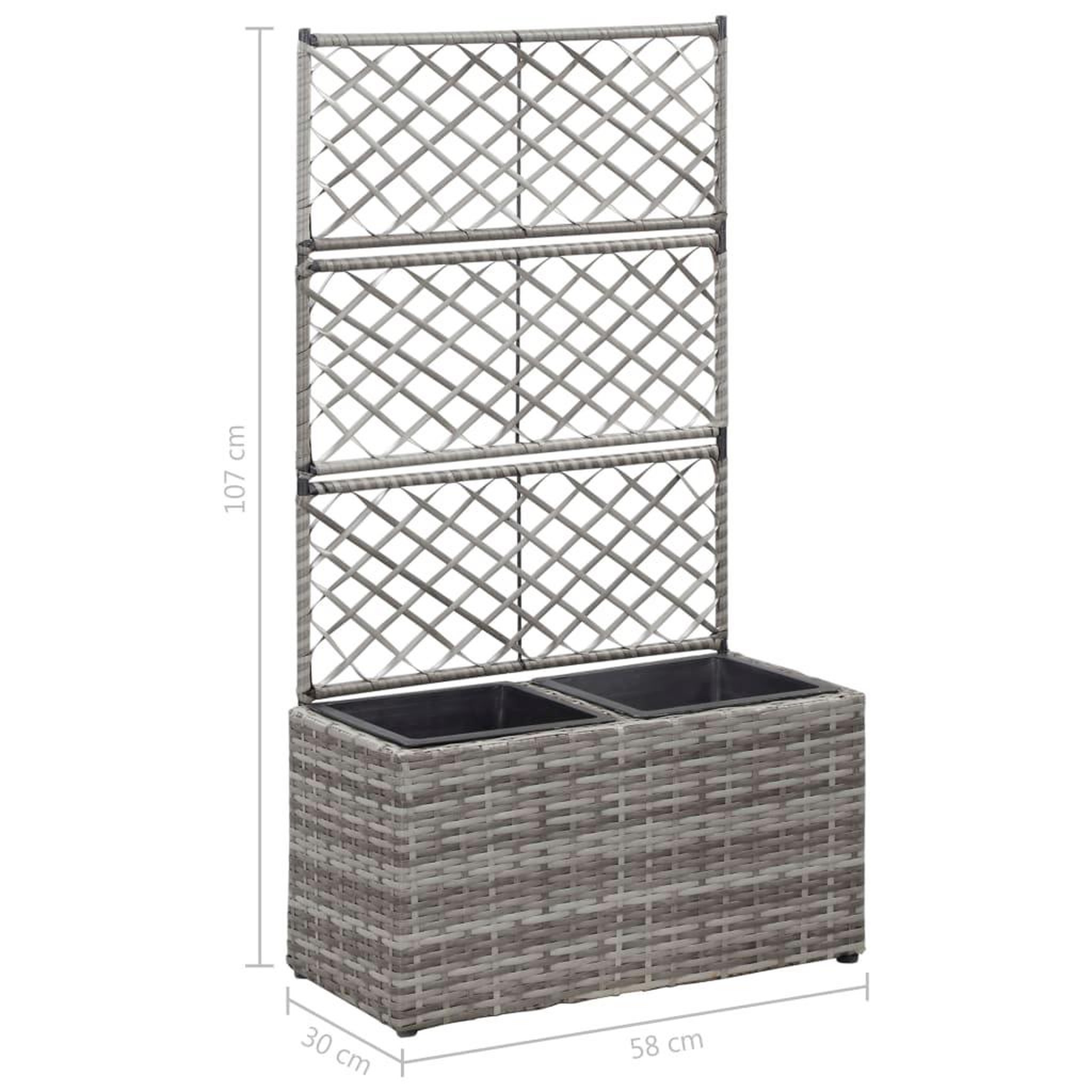 Voir la diapositive 6 : VIDAXL Lit sureleve en treillis 2 pots 58x30x107cm Resine tressee Gris