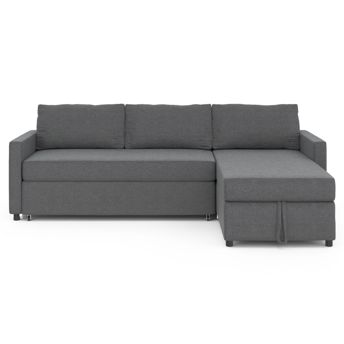ID MARKET Canapé d'angle convertible NOAH avec méridienne coffre en tissu gris anthracite