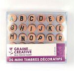 Graine créative 26 mini tampons en bois - Lettres de l'alphabet majuscules