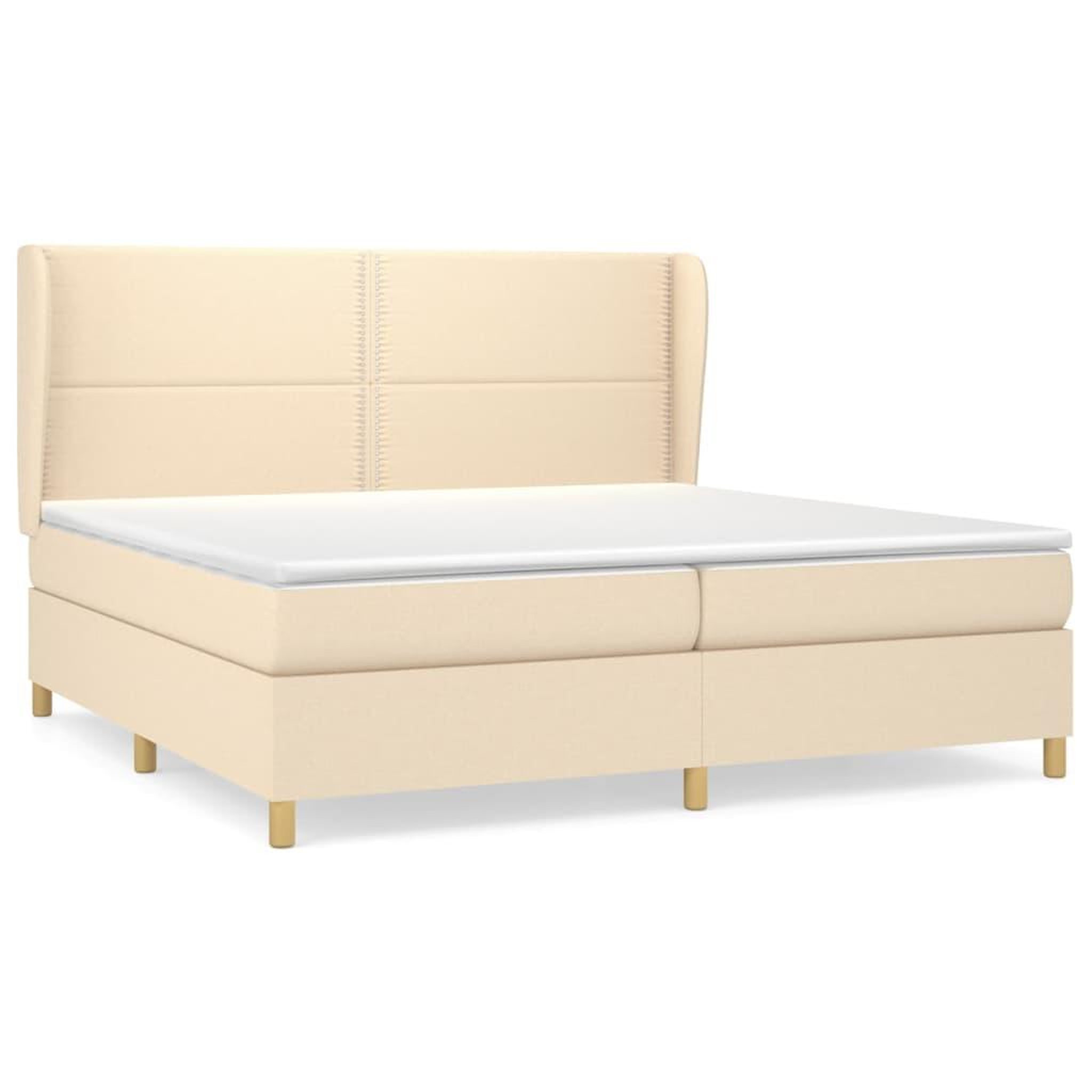 Voir la diapositive 2 : VIDAXL Sommier a lattes de lit avec matelas Creme 200x200 cm Tissu