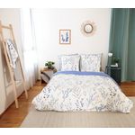 Home collection Parure housse de couette 100% satin de coton 78fils fanille. Coloris disponibles : Bleu