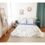Home collection Parure housse de couette 100% satin de coton 78fils fanille. Coloris disponibles : Bleu