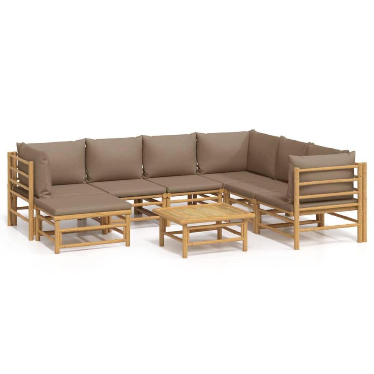 VIDAXL Salon de jardin 8 pcs avec coussins taupe bambou