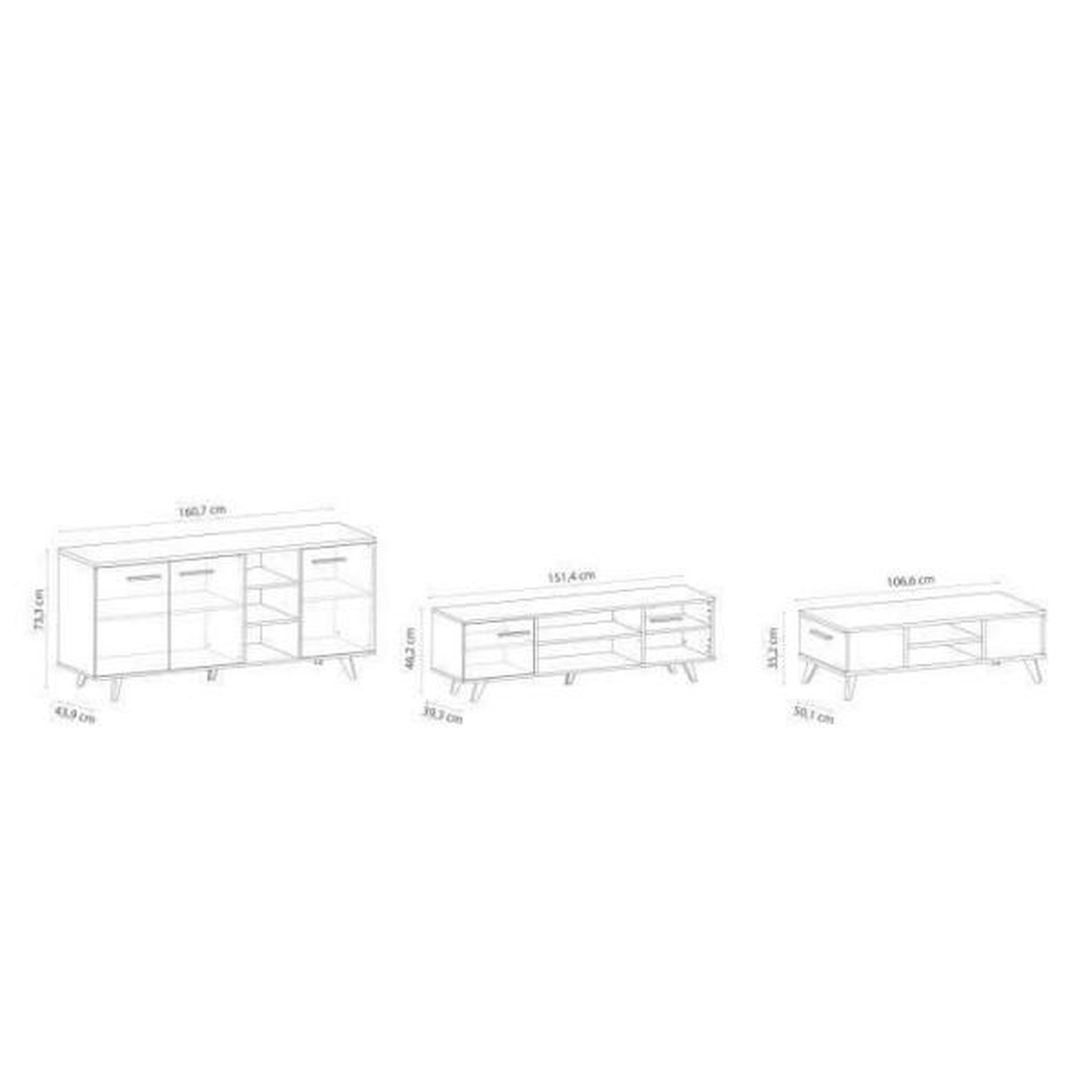 Voir la diapositive 6 : Demeyere Ensemble meuble tv table basse buffet wayne - mélaminé - style scandinave - chene brossé et noir