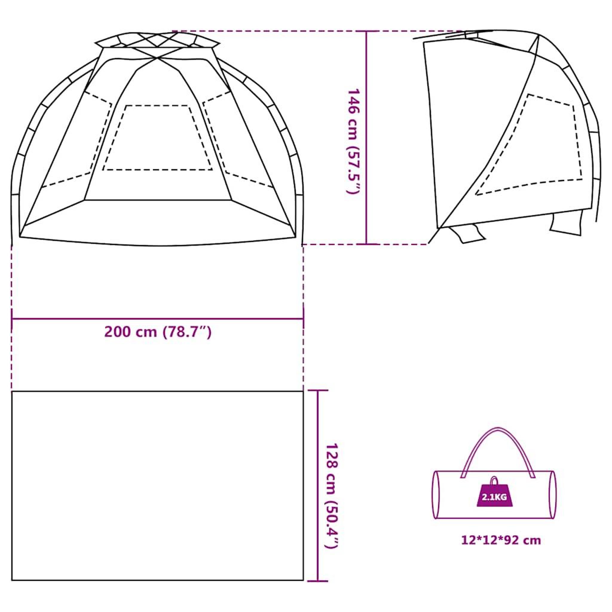 Voir la diapositive 6 : VIDAXL Tente de plage 2 personnes gris liberation rapide impermeable