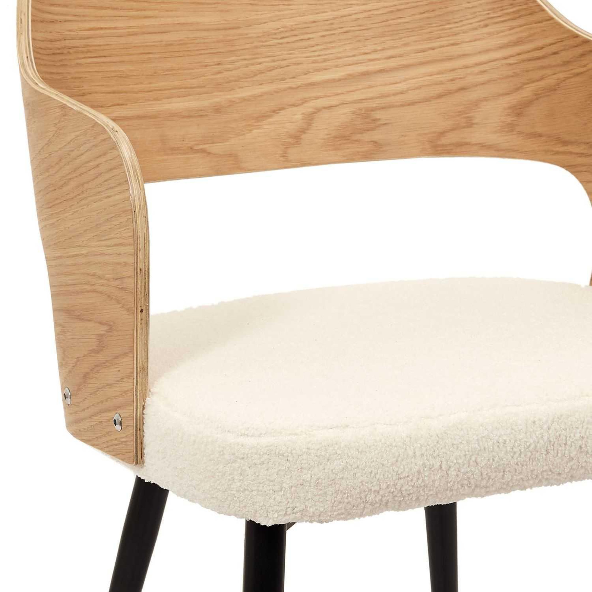 Voir la diapositive 6 : TOILINUX Lot de 2 fauteuils de table avec assise en bouclette LOKI - Beige et Blanc