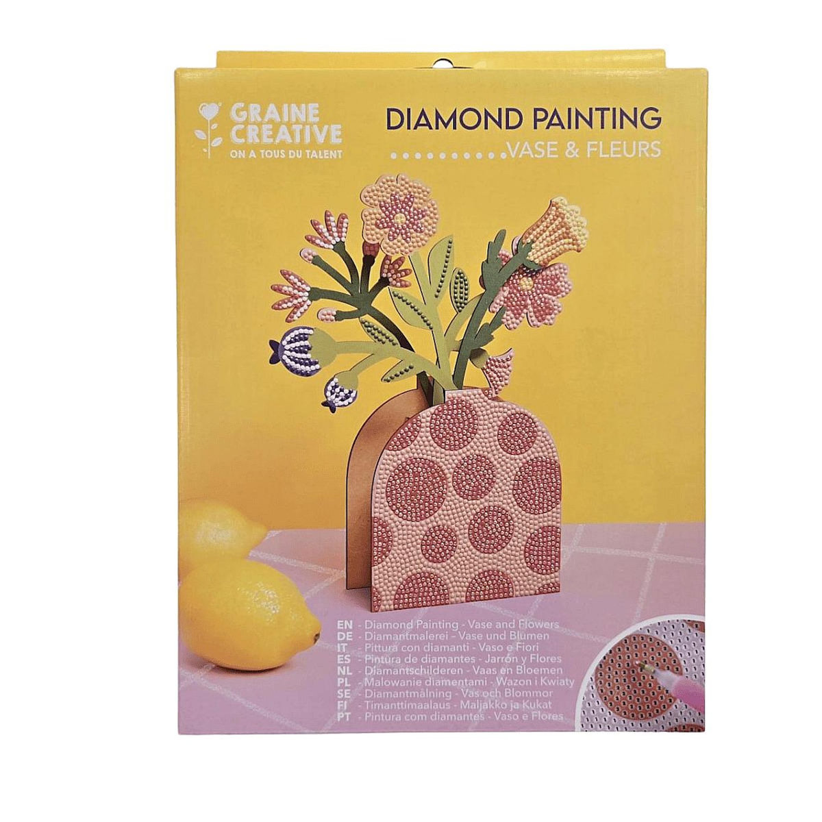 Graine créative Kit Diamond painting - vase rose et fleurs