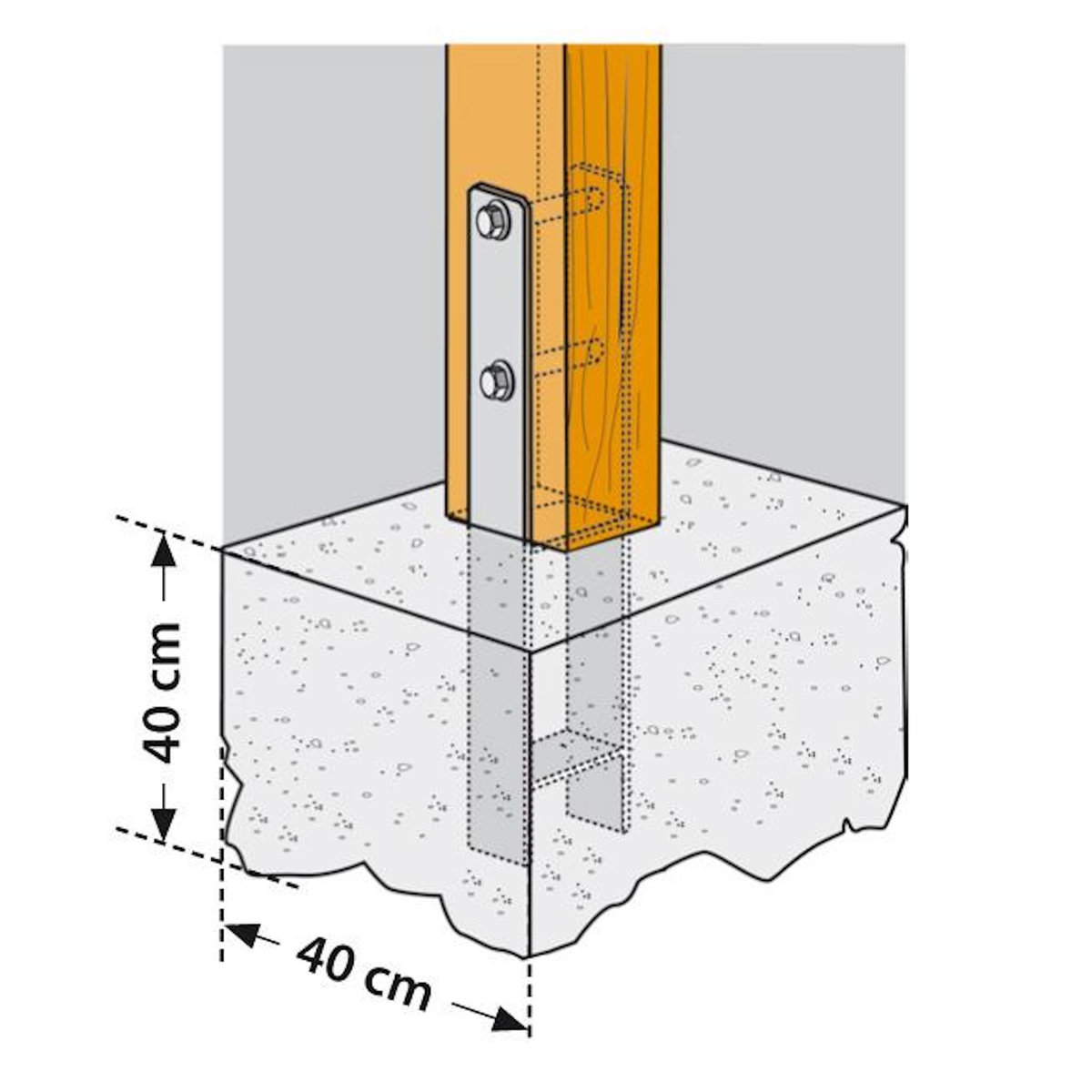 Forest Style Support en H pour fixation carport - Poteau 9x9cm