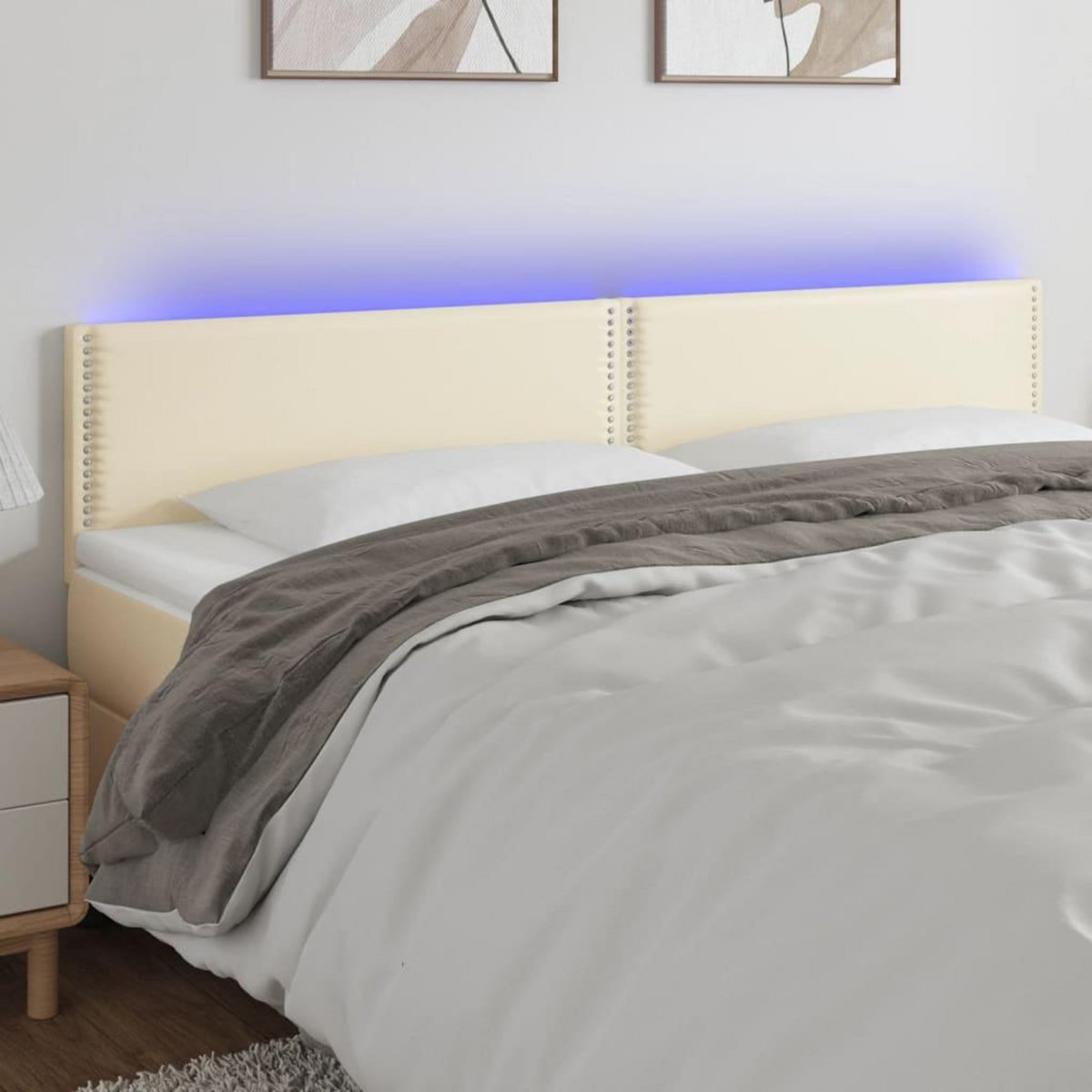 VIDAXL Tete de lit a LED Creme 160x5x78/88 cm Similicuir