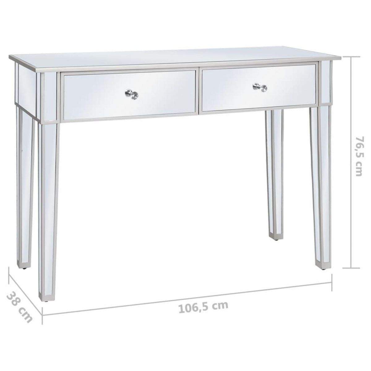 VIDAXL Table console miroir MDF et verre 106,5 x 38 x 76,5 cm
