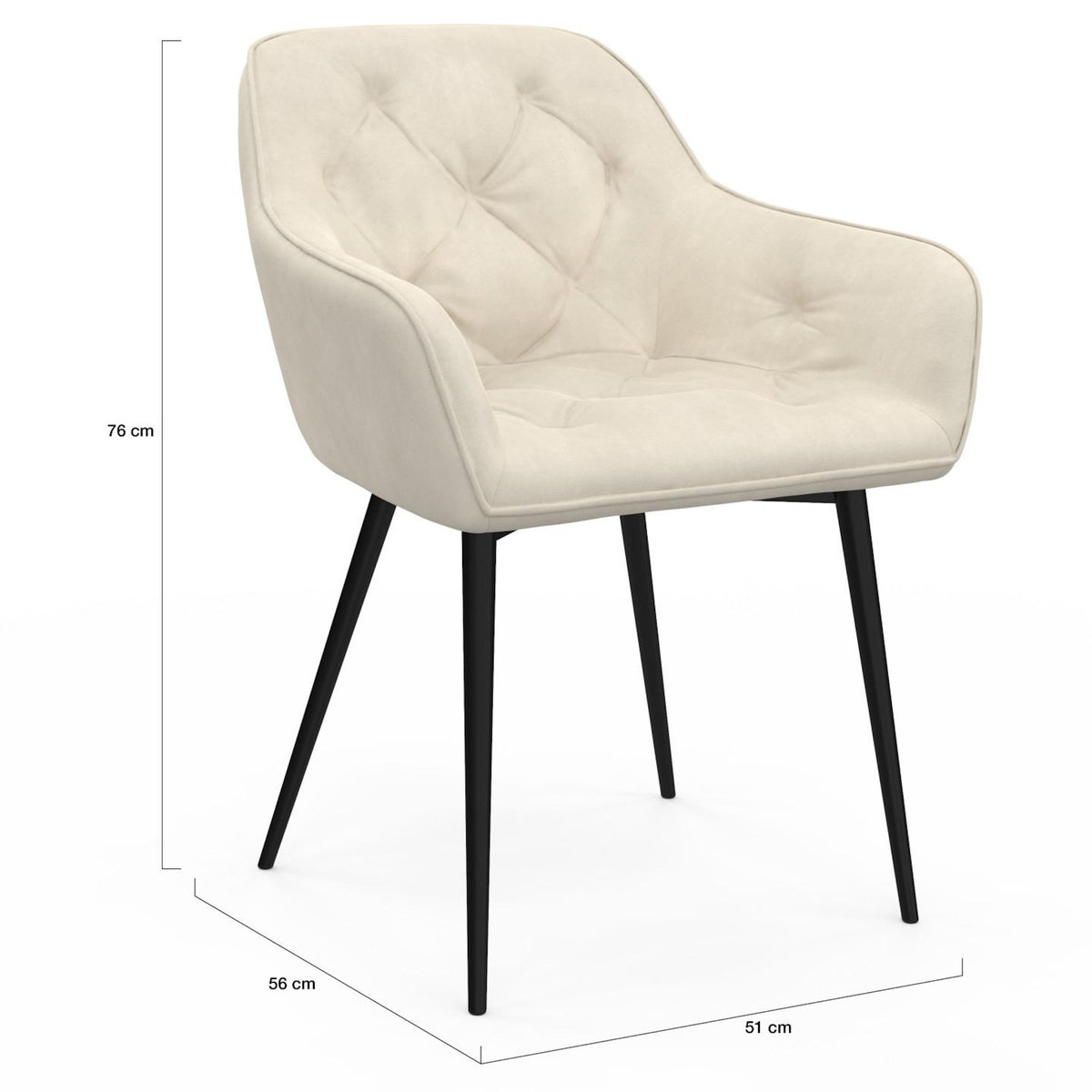 ID MARKET Lot de 2 chaises de salle à manger, fauteuils de table capitonnés LYA velours beige