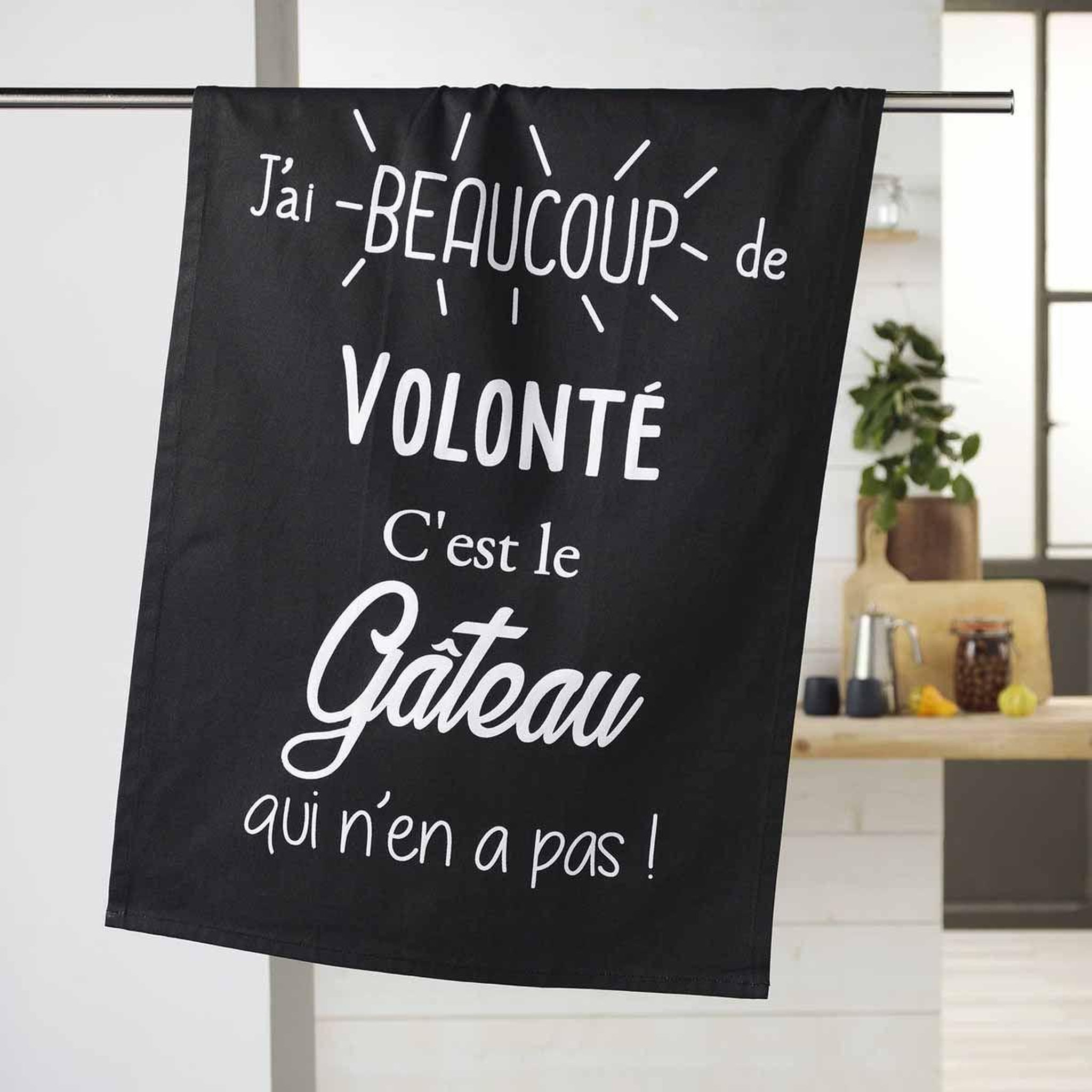 Voir la diapositive 2 : Douceur d'Intérieur Torchon de cuisine  gourmandise  50x70cm noir