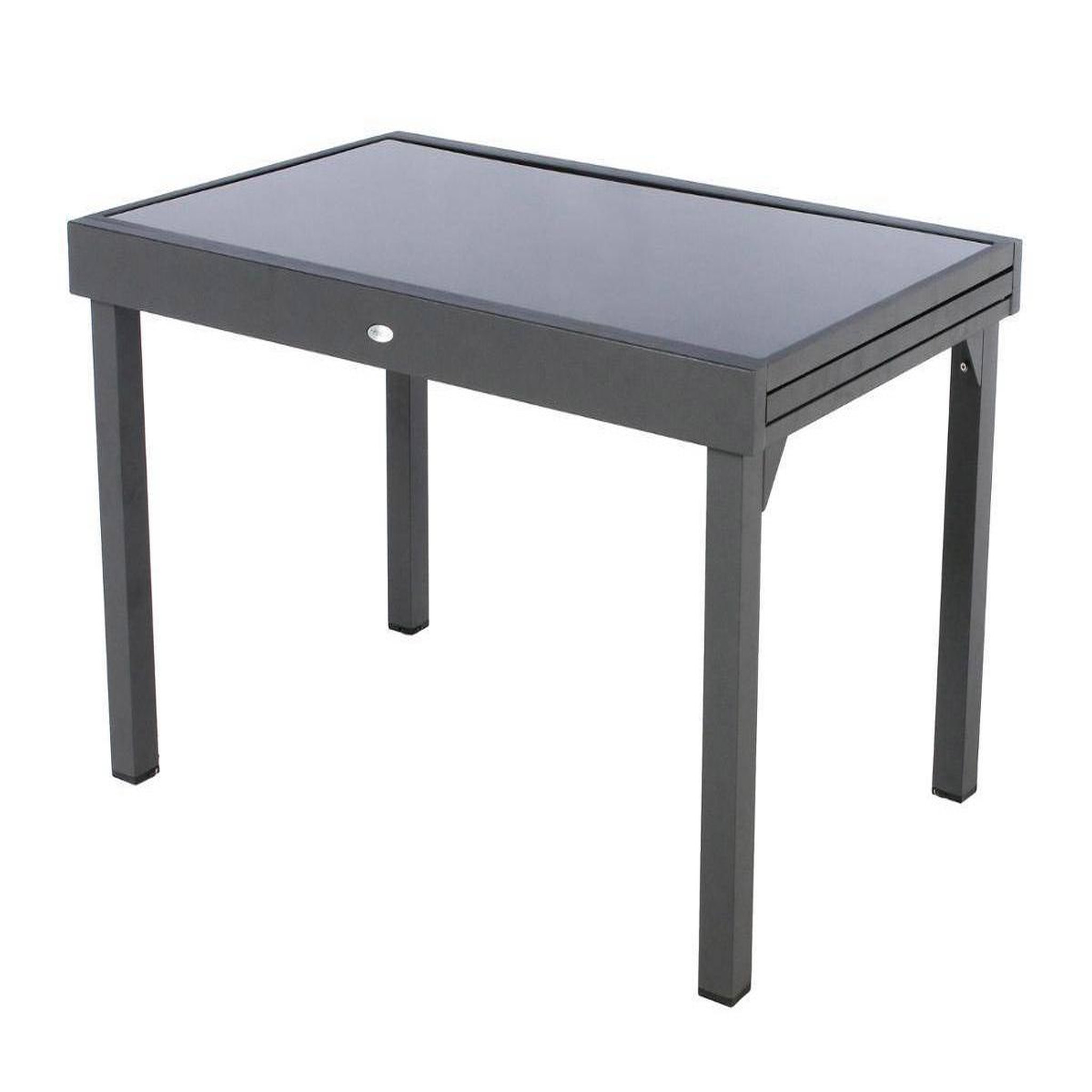 Voir la diapositive 2 : HESPERIDE Table extensible rectangulaire en verre Piazza 6/10 places Gris anthracite - Hespéride