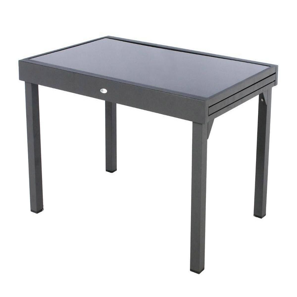 HESPERIDE Table extensible rectangulaire en verre Piazza 6/10 places Gris anthracite - Hespéride