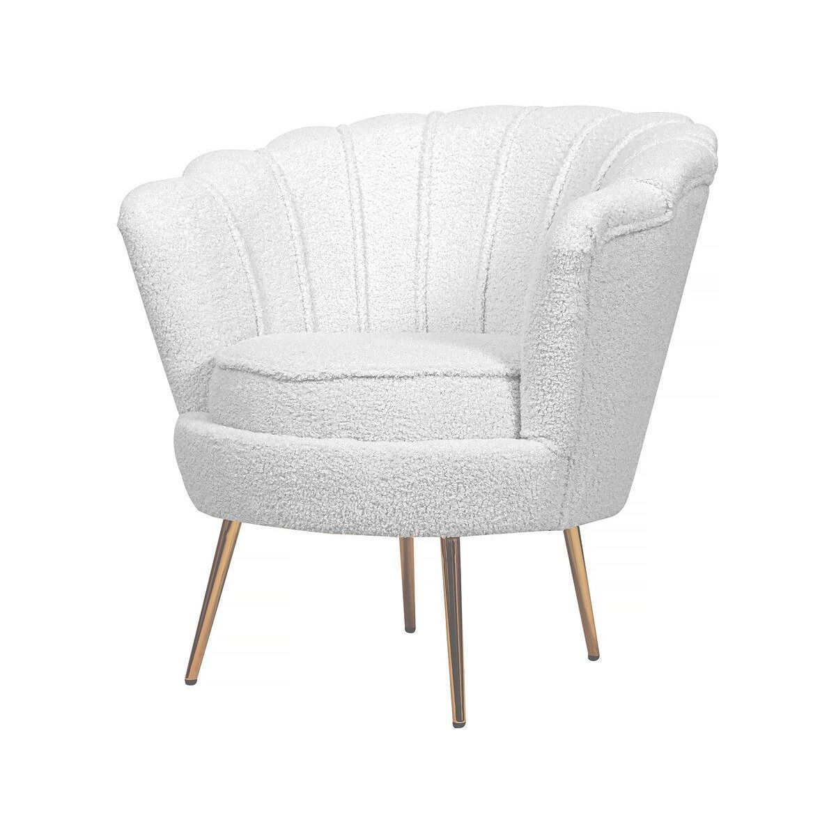 Habitat et Jardin Fauteuil bouclette  Floria  - 75 x 68 x 77,5 cm -  Blanc