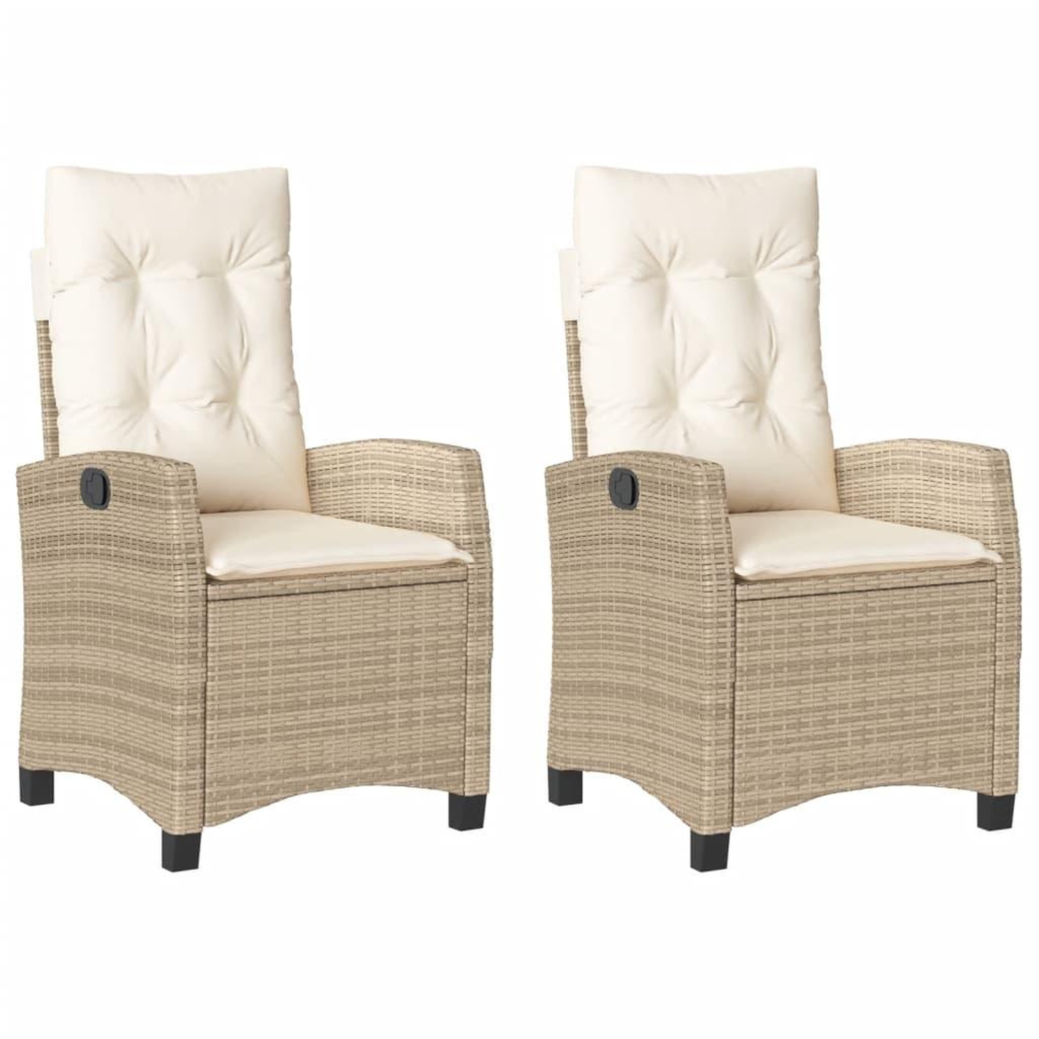Voir la diapositive 2 : VIDAXL Chaises inclinables de jardin lot de 2 et coussins beige rotin