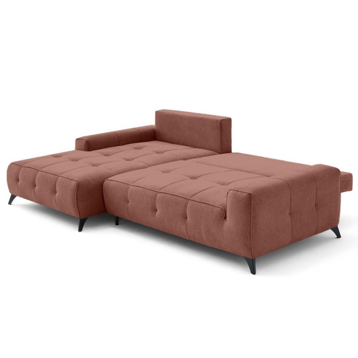 BEST MOBILIER Rimini - canapé d'angle gauche 4 places convertible avec coffre en tissu texturé