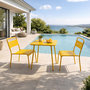 Voir la diapositive 5 : CONCEPT USINE Ensemble table de jardin carrée 50cm et 2 chaises jaune BERGAME