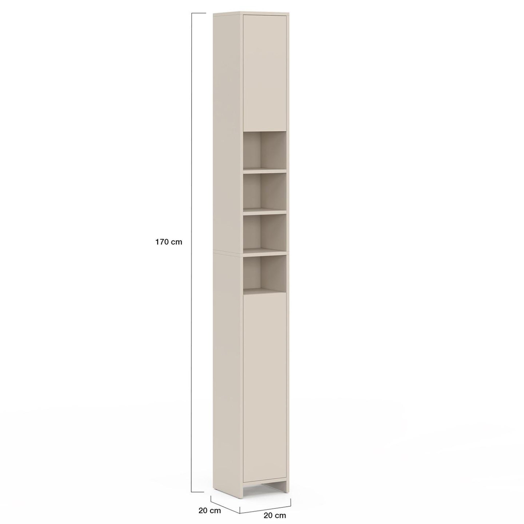 Voir la diapositive 5 : ID MARKET Meuble colonne salle de bain tomi 2 portes 4 niches beige