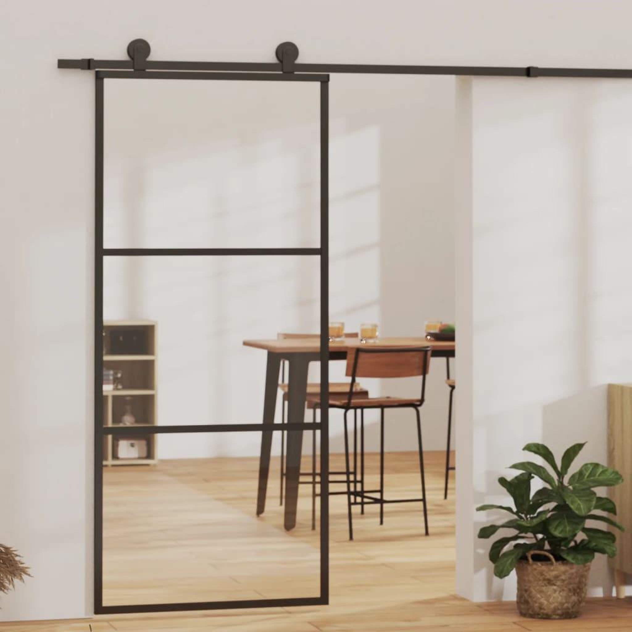 Voir la diapositive 1 : VIDAXL Porte coulissante et quincaillerie Verre et Aluminium 90x205 cm