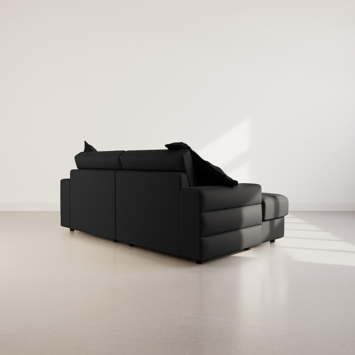 LISA DESIGN Loredana - canapé droit 4 places double méridienne - assise profonde - en tissu texturé