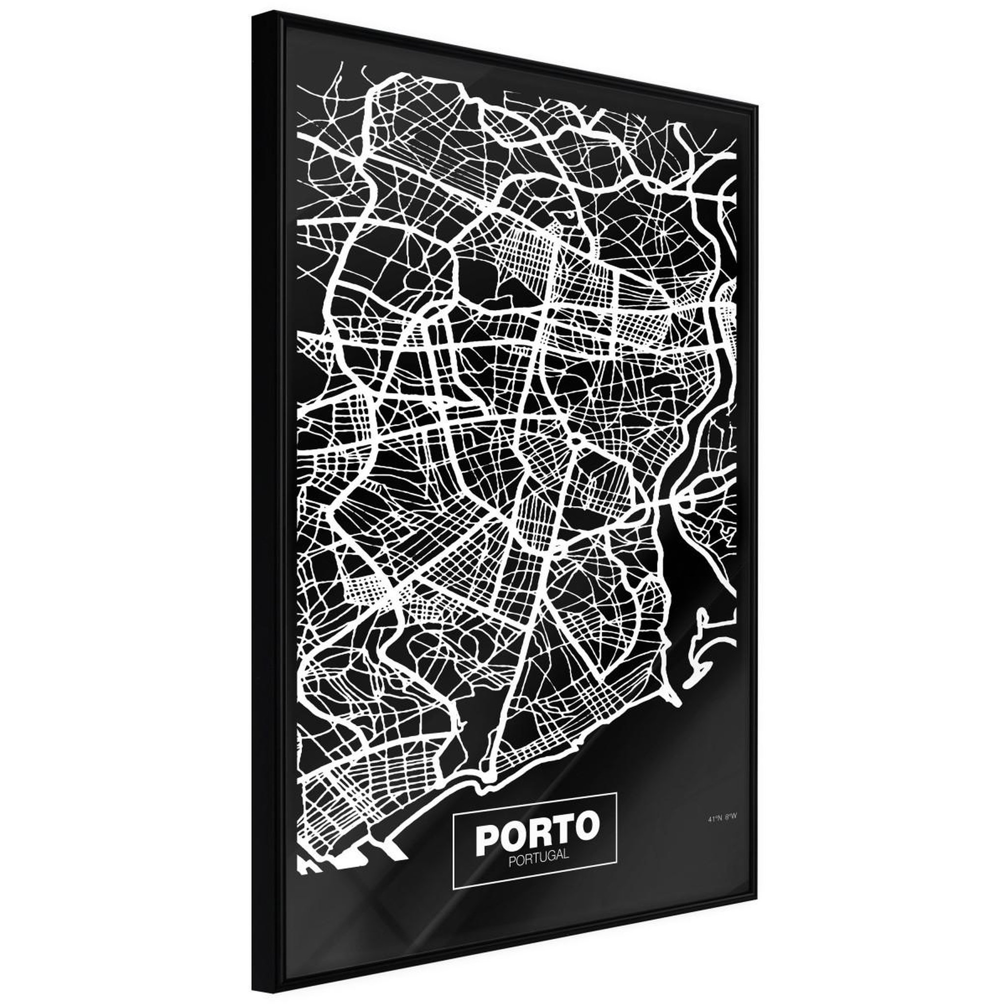 Paris Prix Affiche Murale Encadrée  City Map Porto Dark