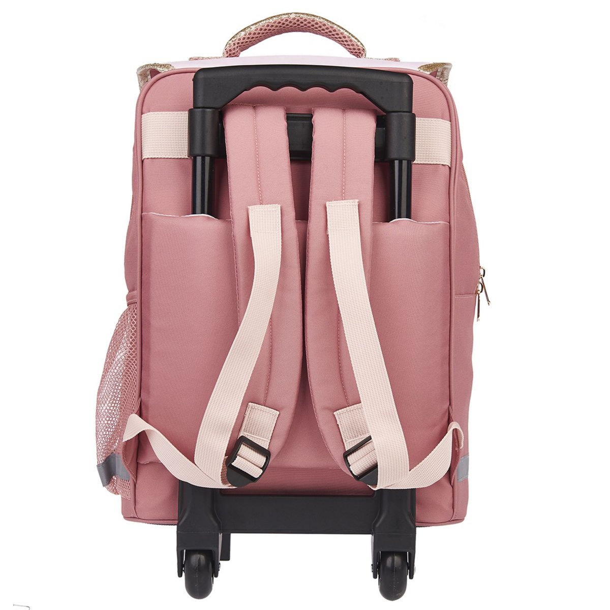 AUCHAN Sac à dos à roulettes rose Be Wild