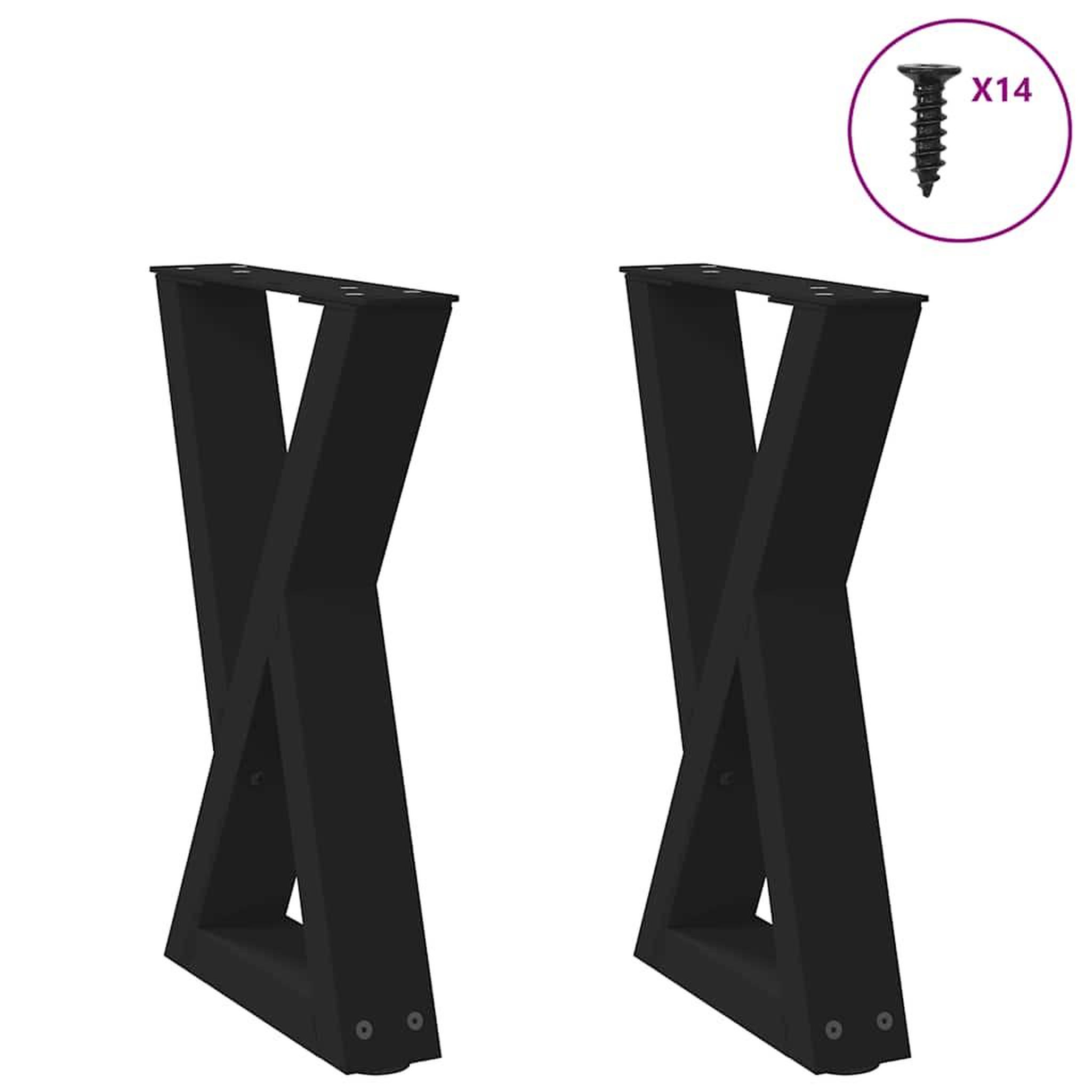 VIDAXL Pieds de table basse 2 pcs noir 38x(42-43,3) cm acier