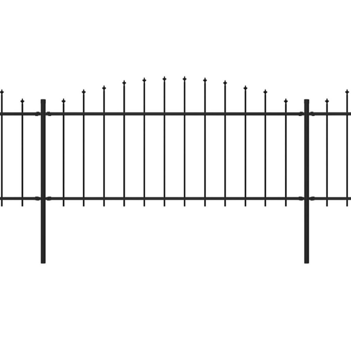 VIDAXL Cloture de jardin a dessus en lance Acier (0,5-0,75)x13,6m Noir